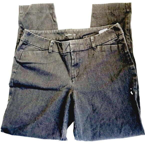 Old Navy Pixie Pants Capri Crop Skinny Gray Mid Stretch 6 Women Chino Preppy - Picture 2 of 10